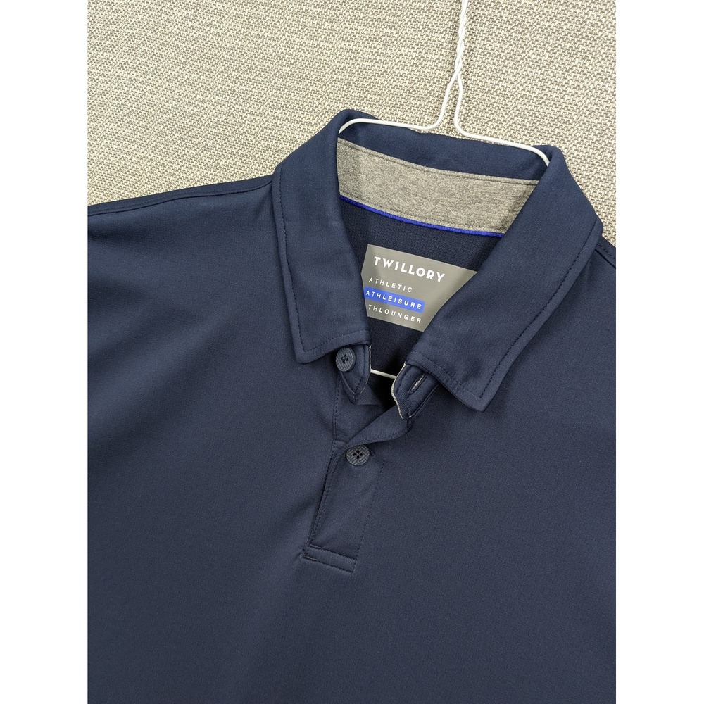 Twillory Athleisure Athlounger Polo Shirt Mens Medium Blue Solid Performance